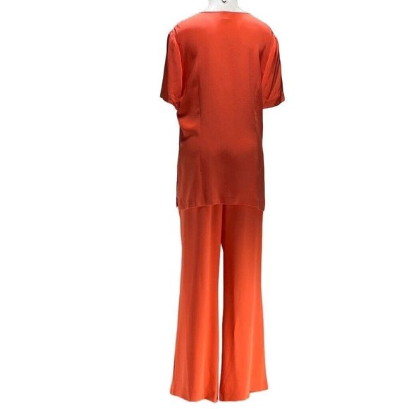 CYNTHIA HOWIE MAGGIE BOUTIQUE Pants Suit Silk Orange Wide Leg Womens Size 16 NEW - Picture 11 of 12